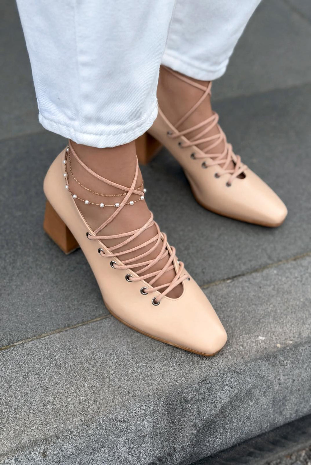 Temora Topuklu Ayakkabı Nude Mat Deri - ILOVESHOES