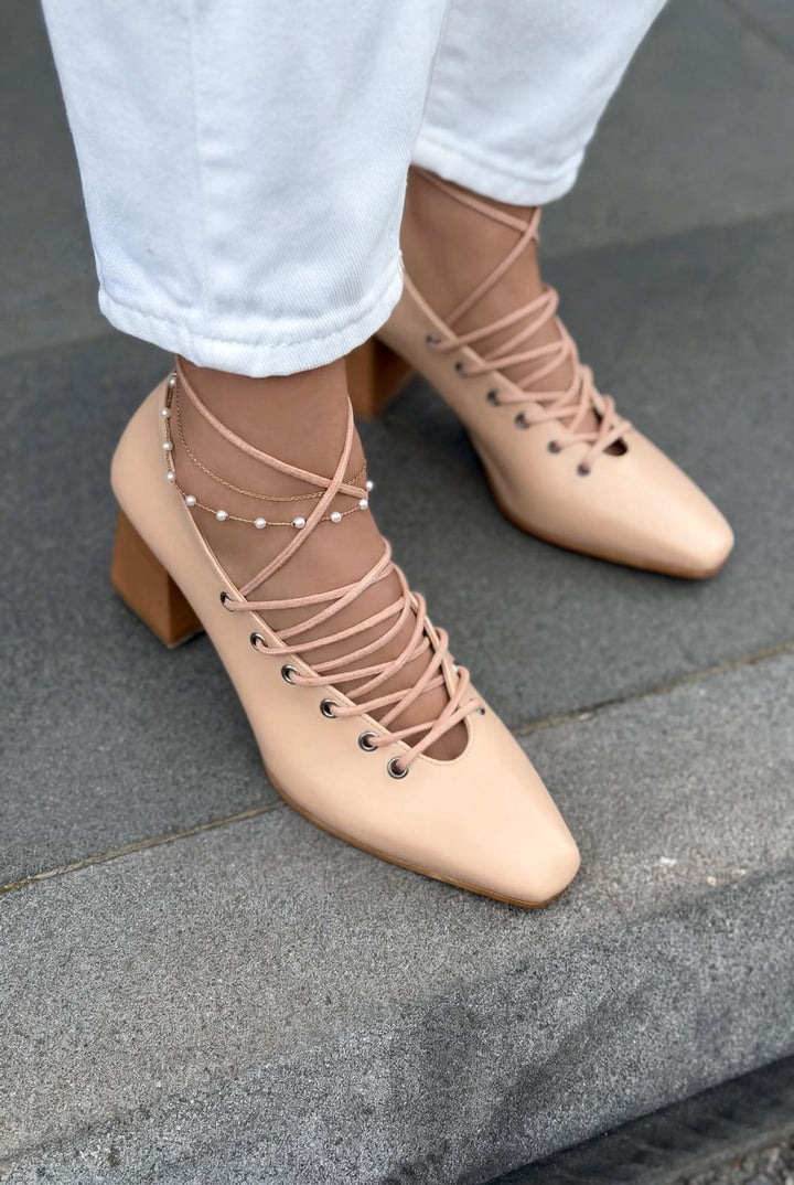 Temora Topuklu Ayakkabı Nude Mat Deri - ILOVESHOES
