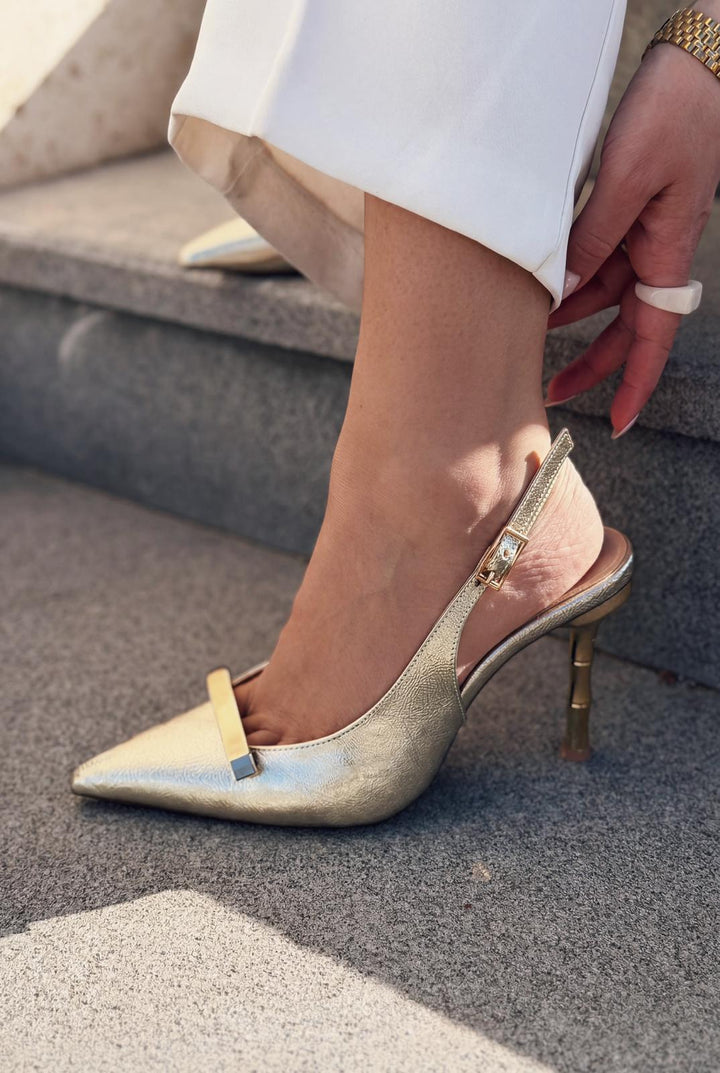 Norloven Gold Parlak Deri Kadın Stiletto - ILOVESHOES