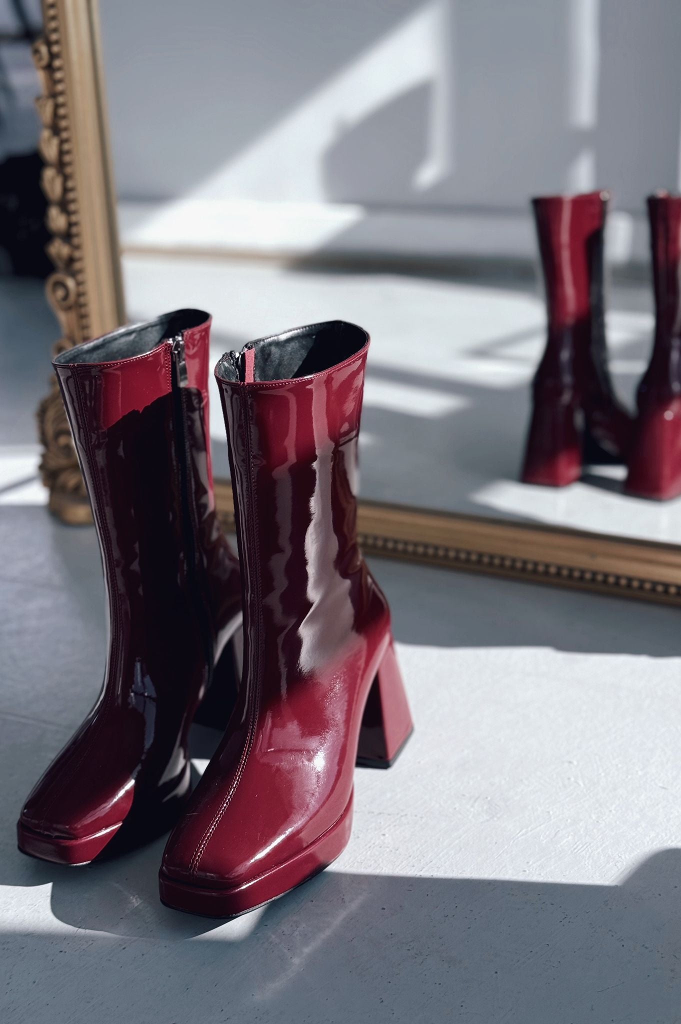 Polinca Rugan Platform Topuklu Bordo Kadın Bot - ILOVESHOES