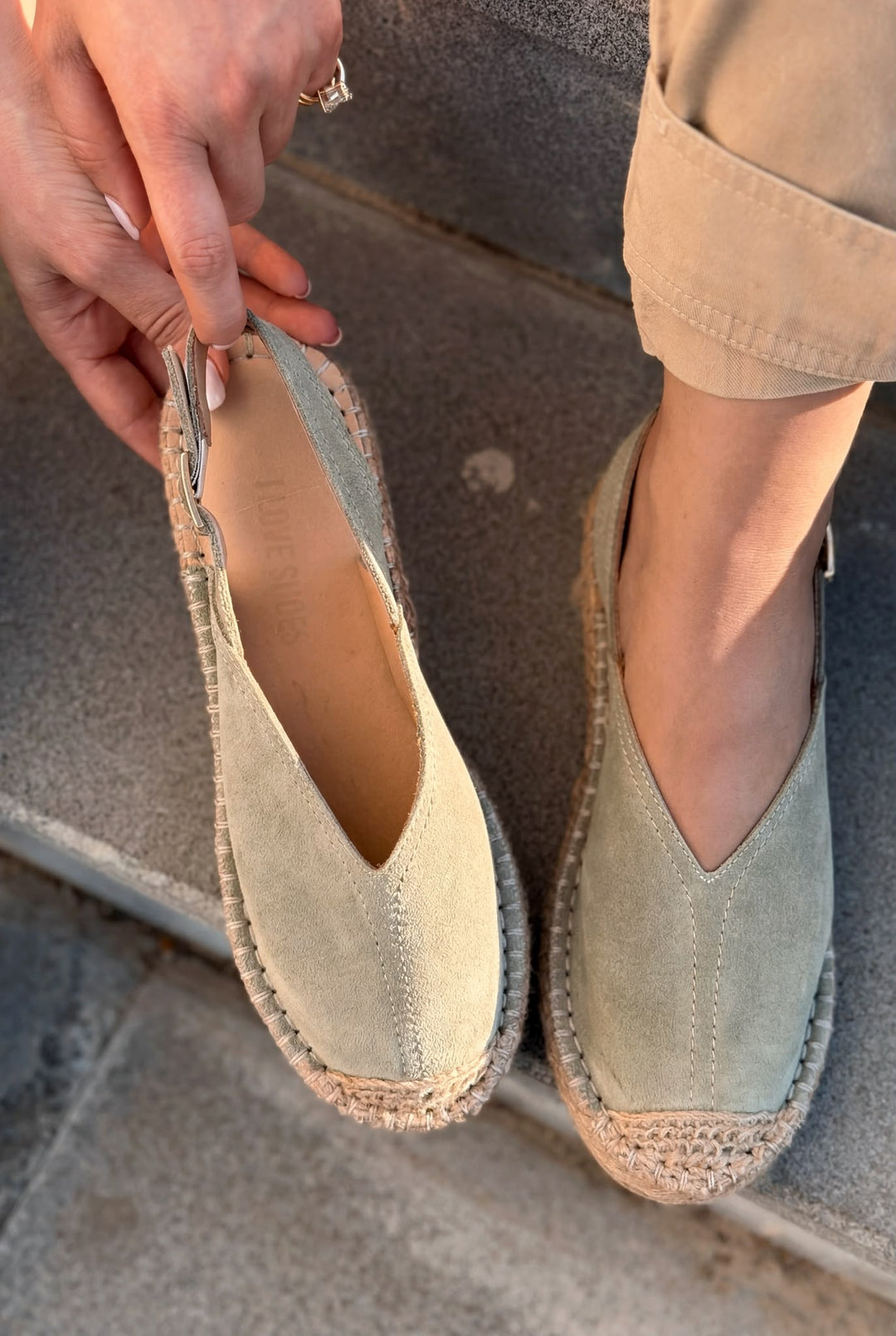 Orveth Yeşil Hakiki Süet Kadın Espadril - ILOVESHOES