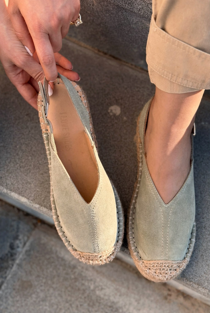 Orveth Yeşil Hakiki Süet Kadın Espadril - ILOVESHOES