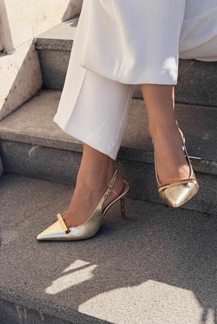 Norloven Gold Parlak Deri Kadın Stiletto - ILOVESHOES