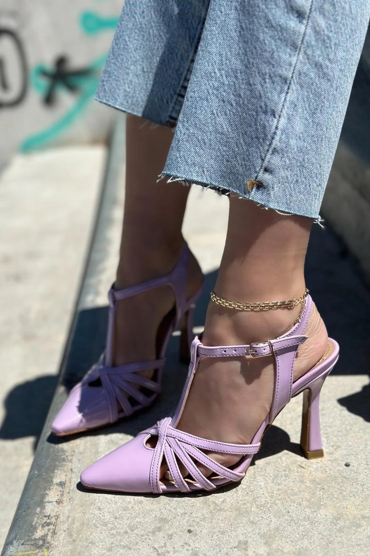 Sonedra Rugan Çapraz Bant Detaylı Stiletto Lila