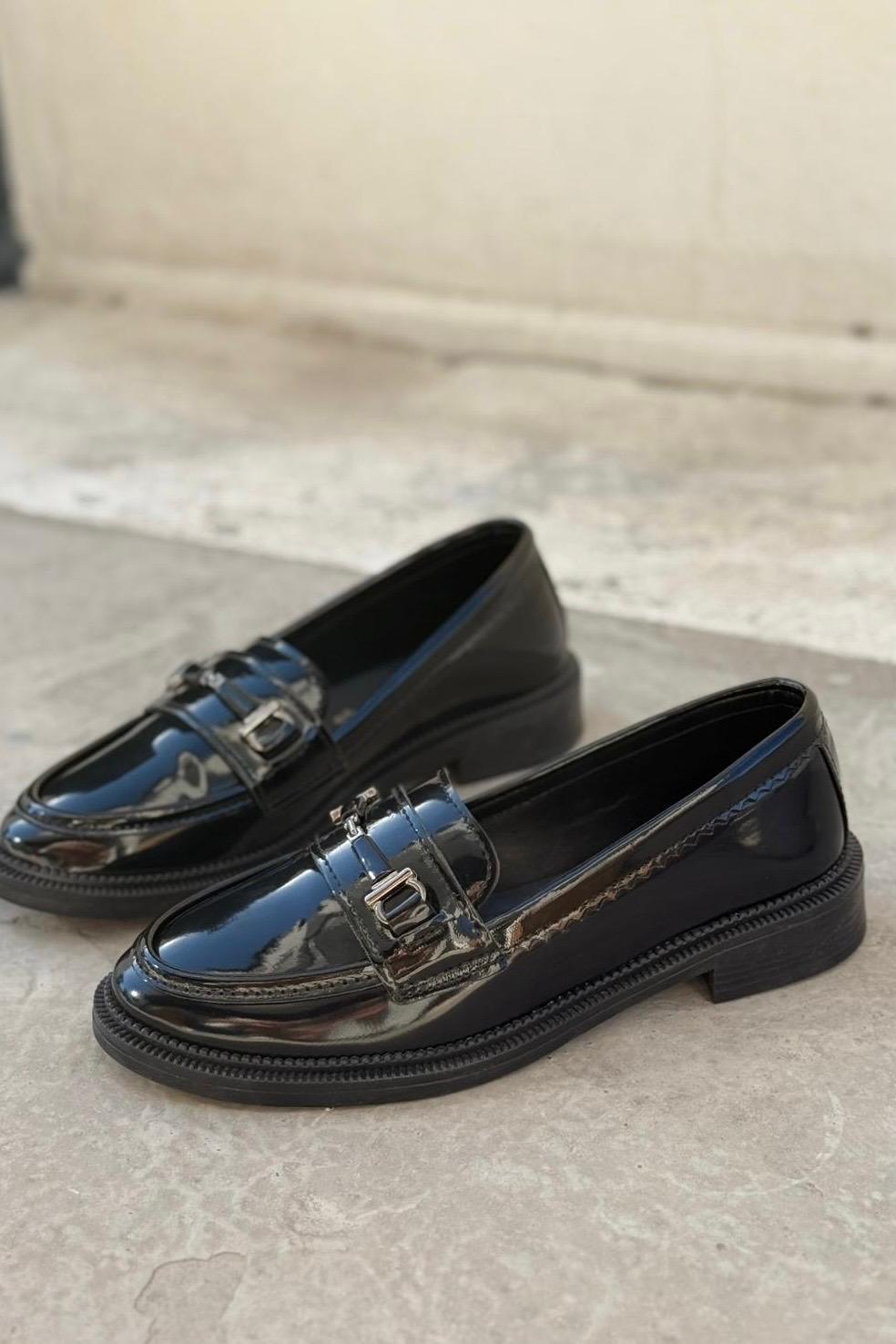 Torja Rugan Siyah Kadın Loafer - ILOVESHOES