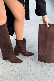 Axen Kadın Kadın Tak - Çıkar Bot - Çizme Acıkahve Süet - ILOVESHOES