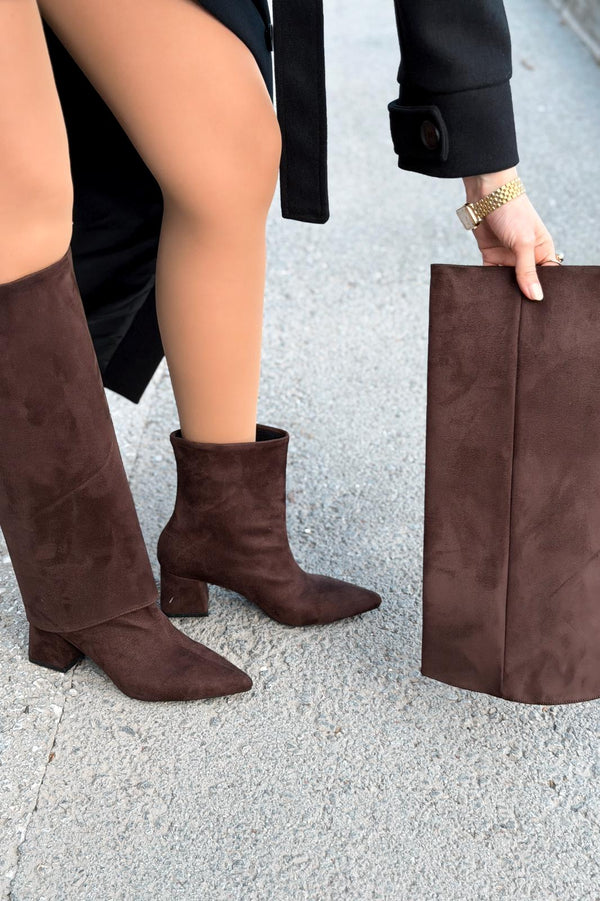 Axen Kadın Kadın Tak - Çıkar Bot - Çizme Acıkahve Süet - ILOVESHOES