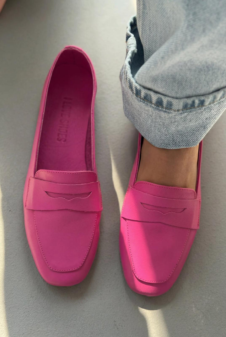 Melniel Fuşya Hakiki Deri Kadın Loafer - ILOVESHOES