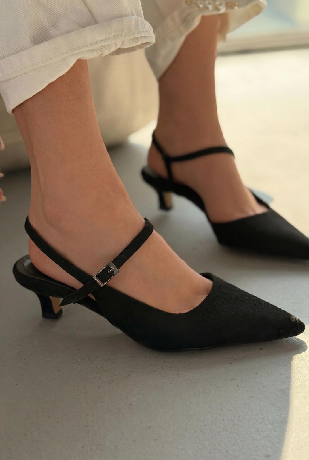 Torev Siyah Süet Kadın Stiletto - ILOVESHOES