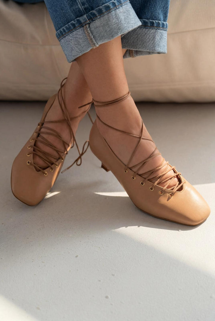 Sernis Nude Mat Deri Kadın Topuklu Ayakkabı - ILOVESHOES