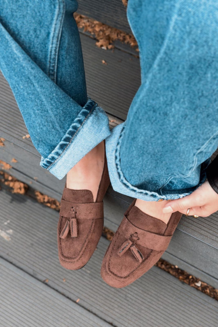 Olena Kadın Loafer Acıkahve Süet - ILOVESHOES