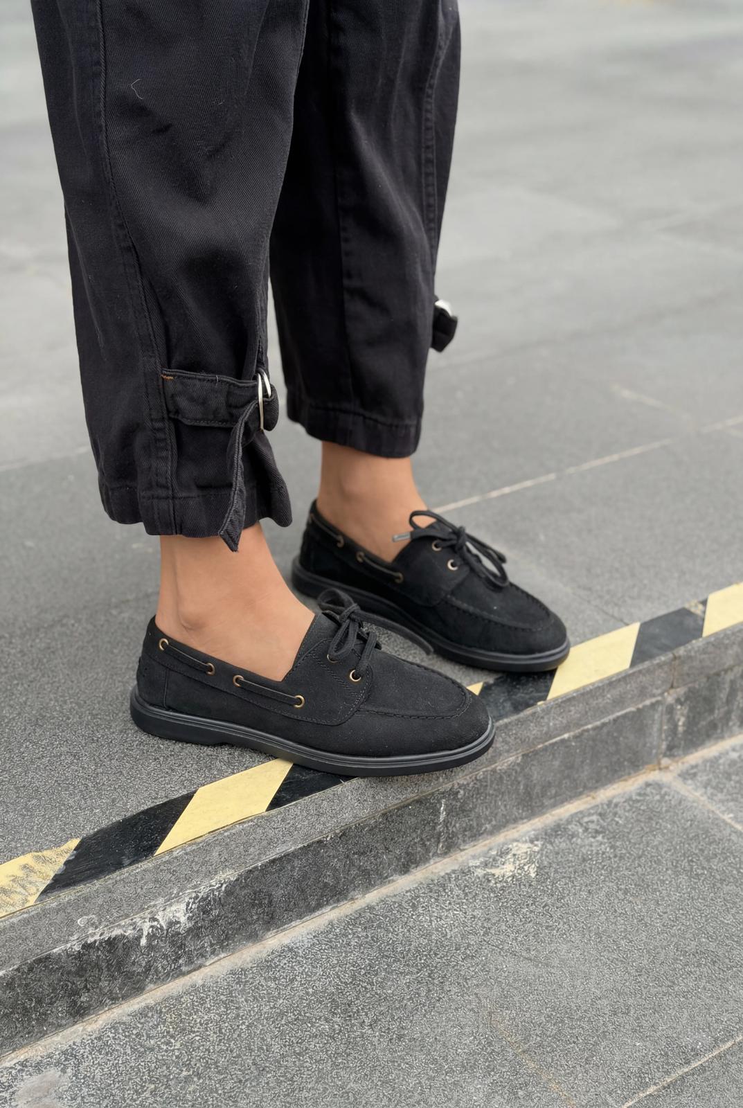 Morin Kadın Oxford Ayakkabı Siyah Süet - ILOVESHOES
