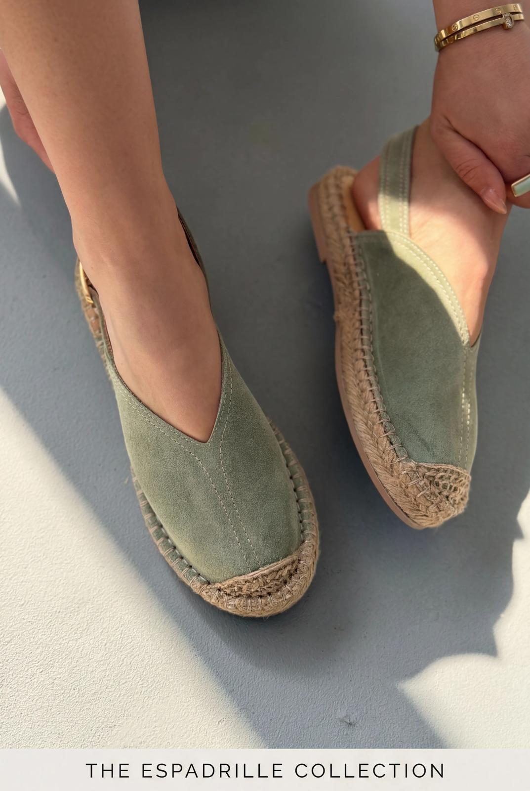 Orveth Yeşil Hakiki Süet Kadın Espadril - ILOVESHOES
