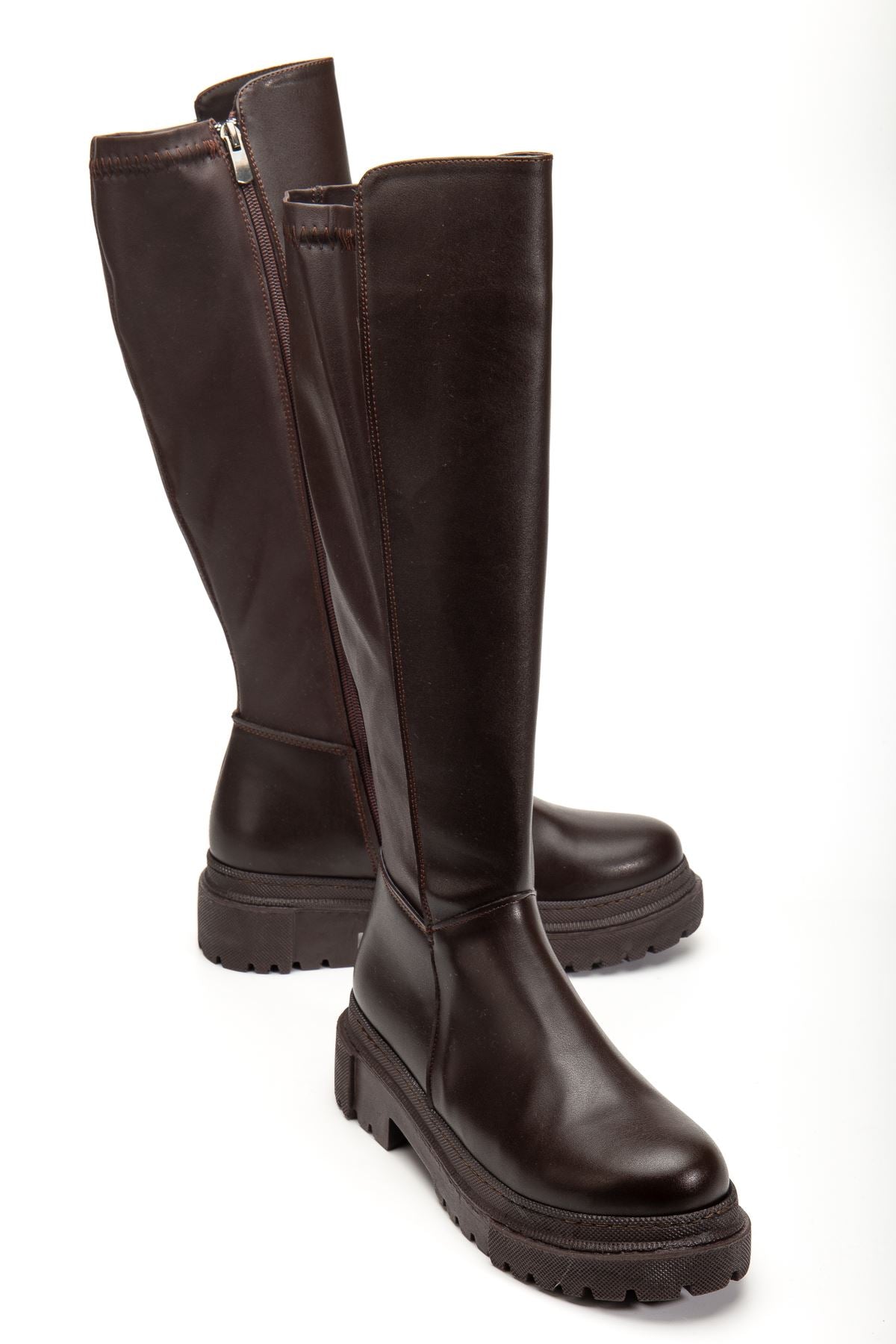 Seluna Acıkahve Fermuarlı Günlük Kadın Çizme - ILOVESHOES