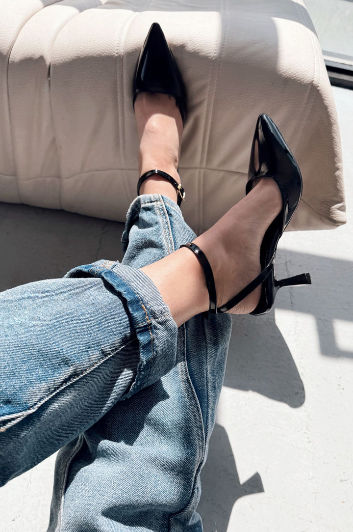 Rivara Siyah Rugan Günlük 7 cm Topuklu Kadın Ayakkabı - ILOVESHOES Türkiye