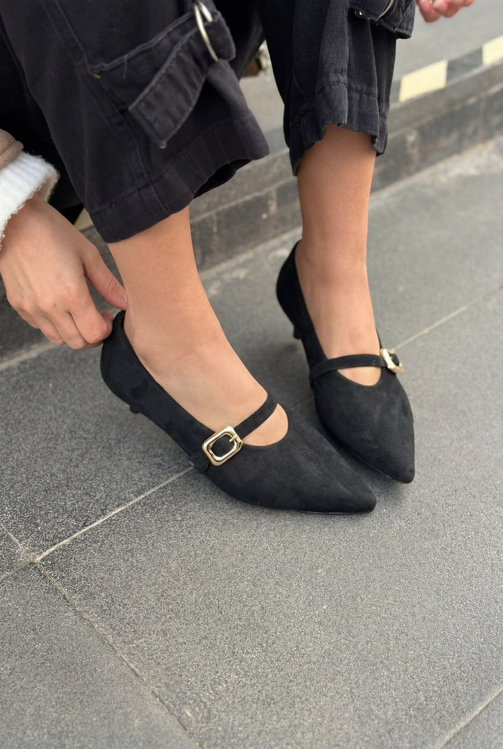 Karden Stiletto Siyah Süet - ILOVESHOES