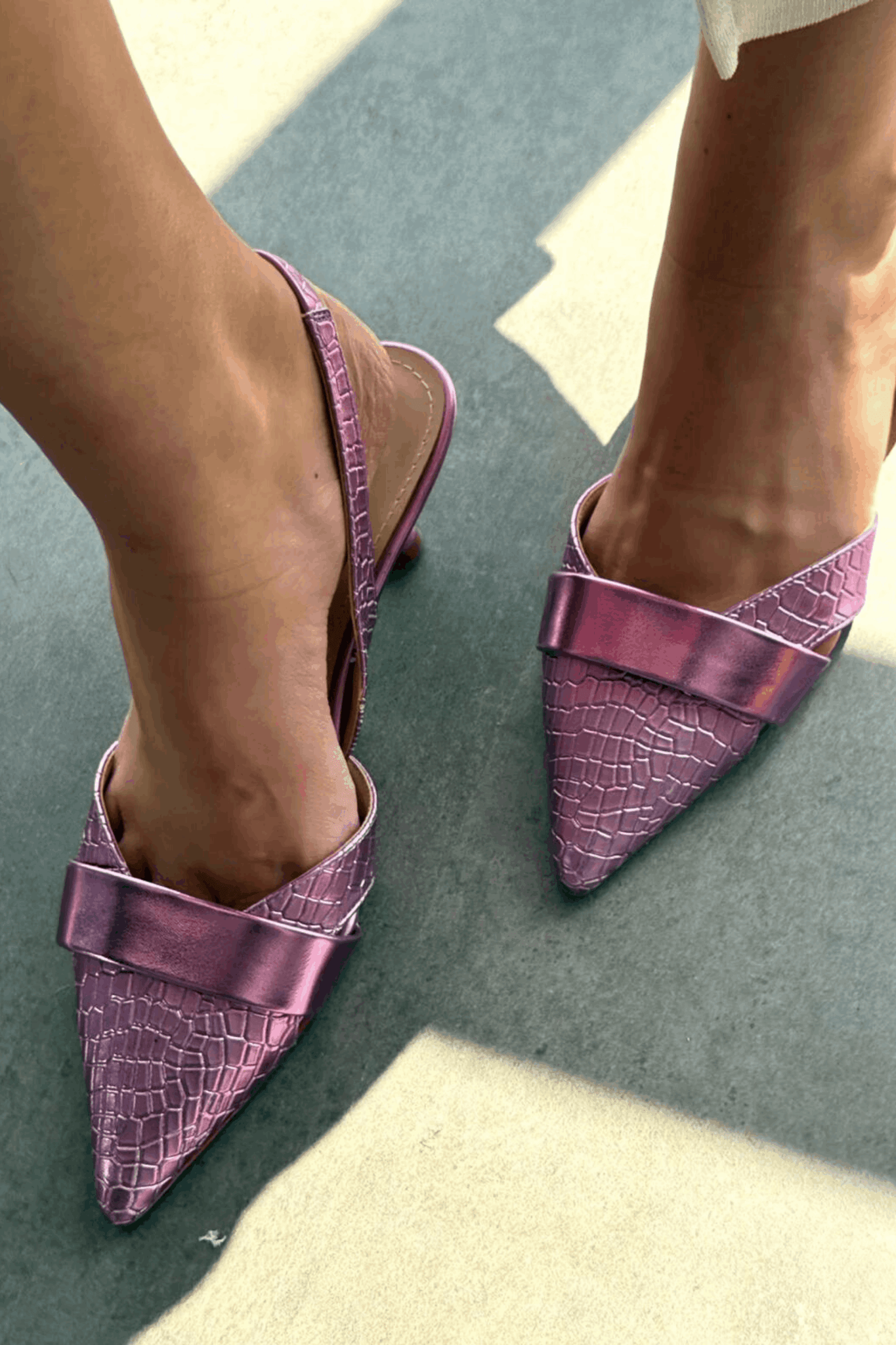 Midans Parlak Deri Kısa Topuklu Stiletto Pembe - ILOVESHOES