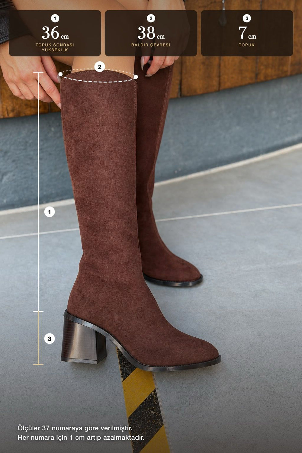 Novera Acı Kahve Süet Kadın Çizme - ILOVESHOES