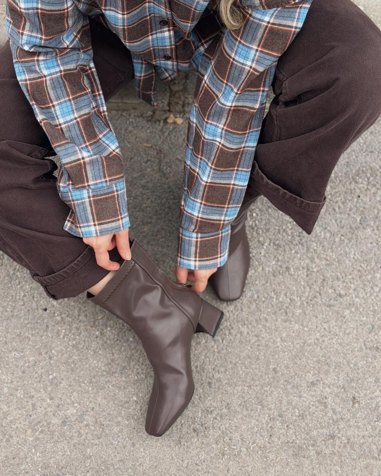 Jornel Kadın Topuklu Streç Bot Acıkahve Mat Deri - ILOVESHOES