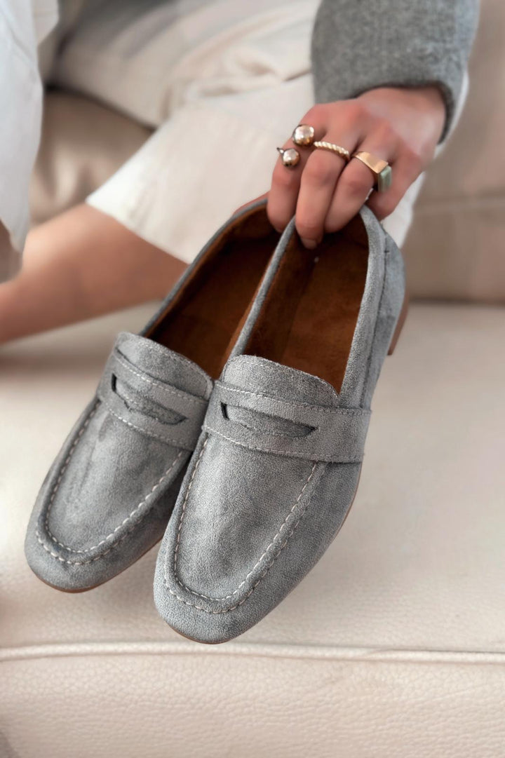 Orvino Gri Süet Günlük Kadın Babet - ILOVESHOES