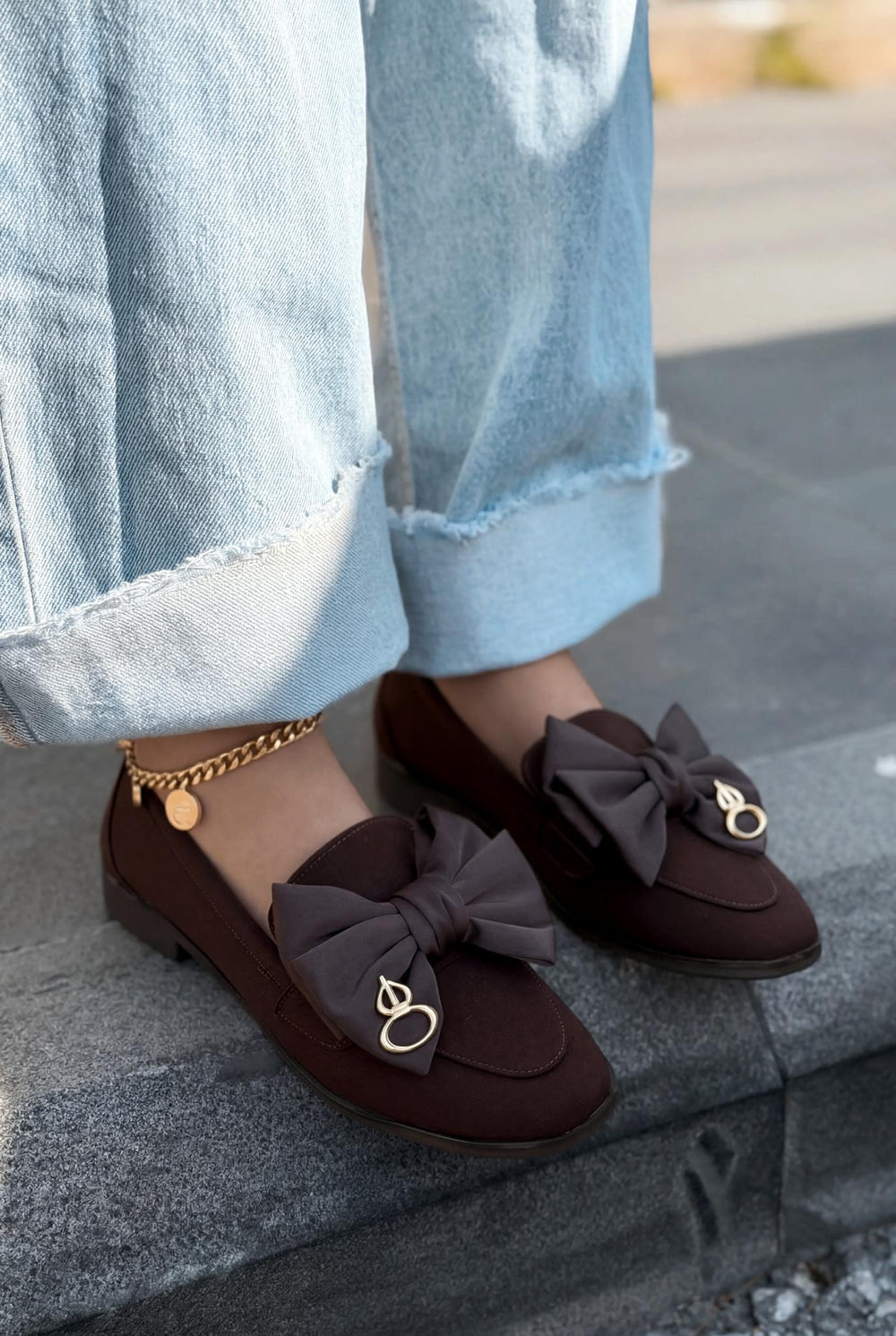 Norrada Kadın Loafer Acıkahve Saten - ILOVESHOES