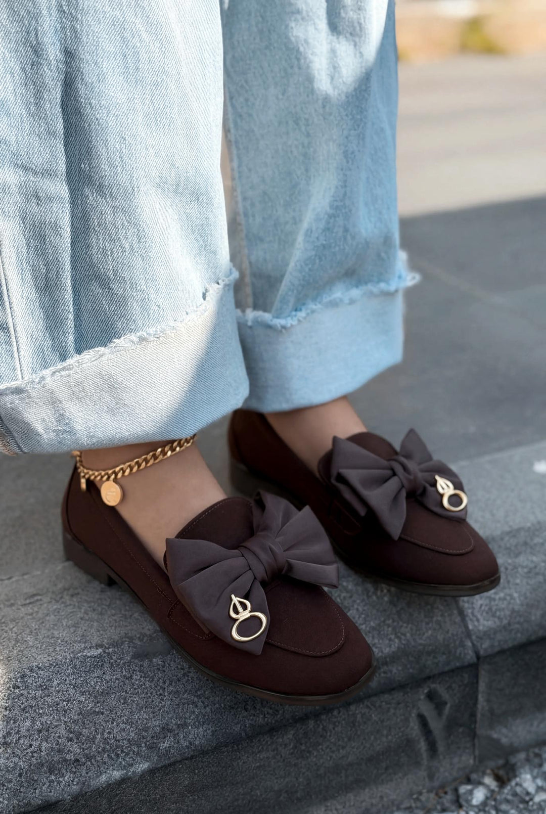 Norrada Kadın Loafer Acıkahve Saten - ILOVESHOES