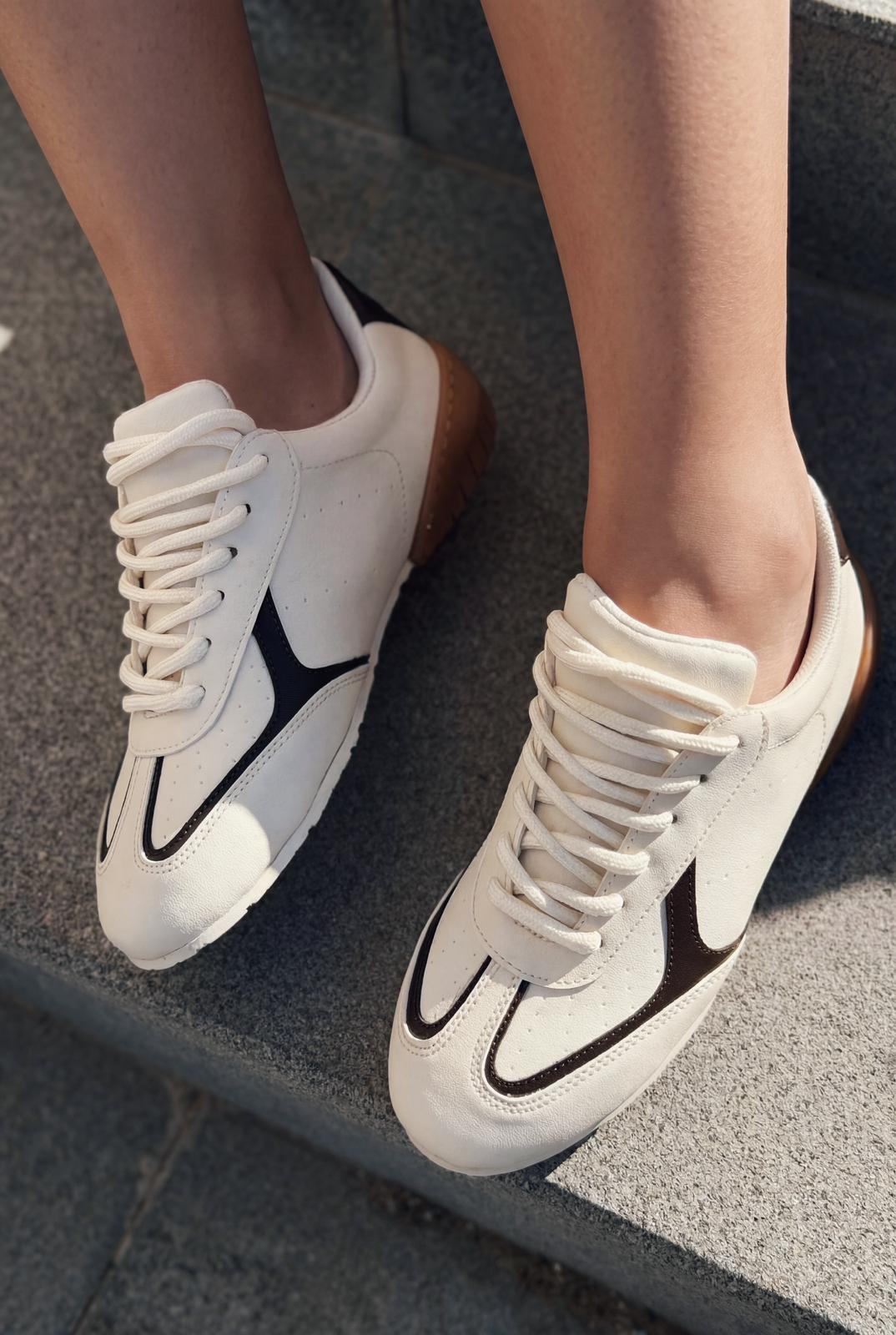 Rosven Acıkahve Mat Deri Kadın Spor Ayakkabı - ILOVESHOES