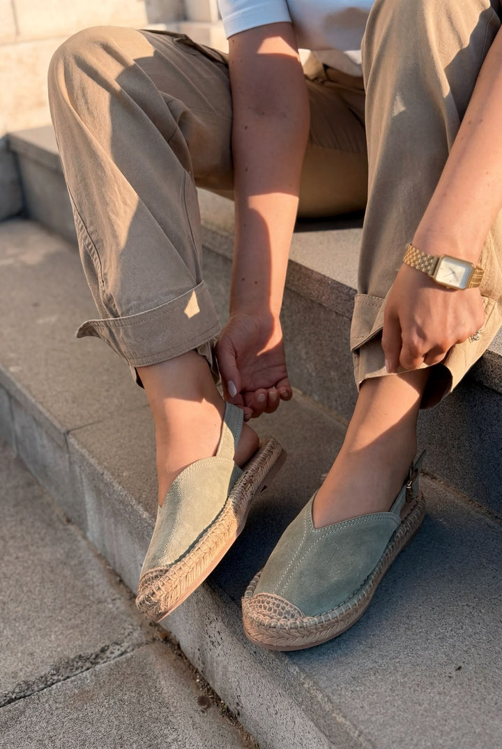 Orveth Yeşil Hakiki Süet Kadın Espadril - ILOVESHOES