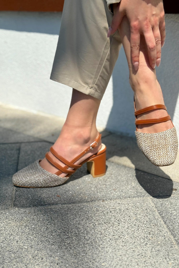 Marlo Mat Deri Taba Hasır Detaylı Mary Jane - ILOVESHOES