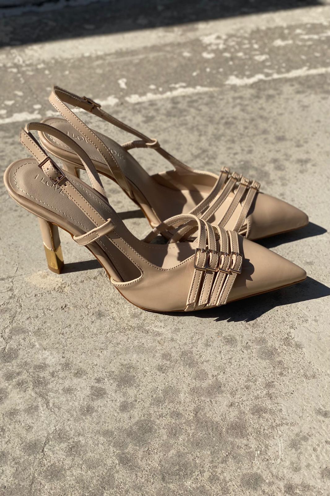 Vinnor Rugan Nude Toka Detaylı Stiletto - ILOVESHOES