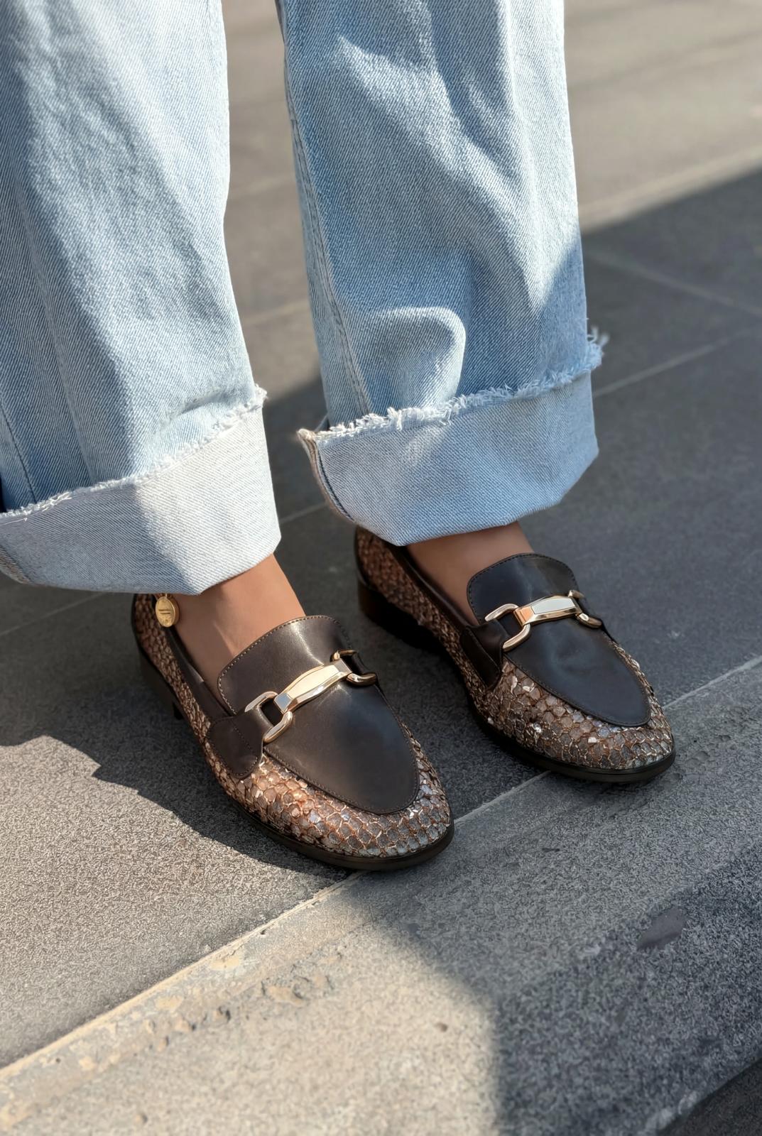 Delter Kadın Loafer Acıkahve Mat Deri - ILOVESHOES
