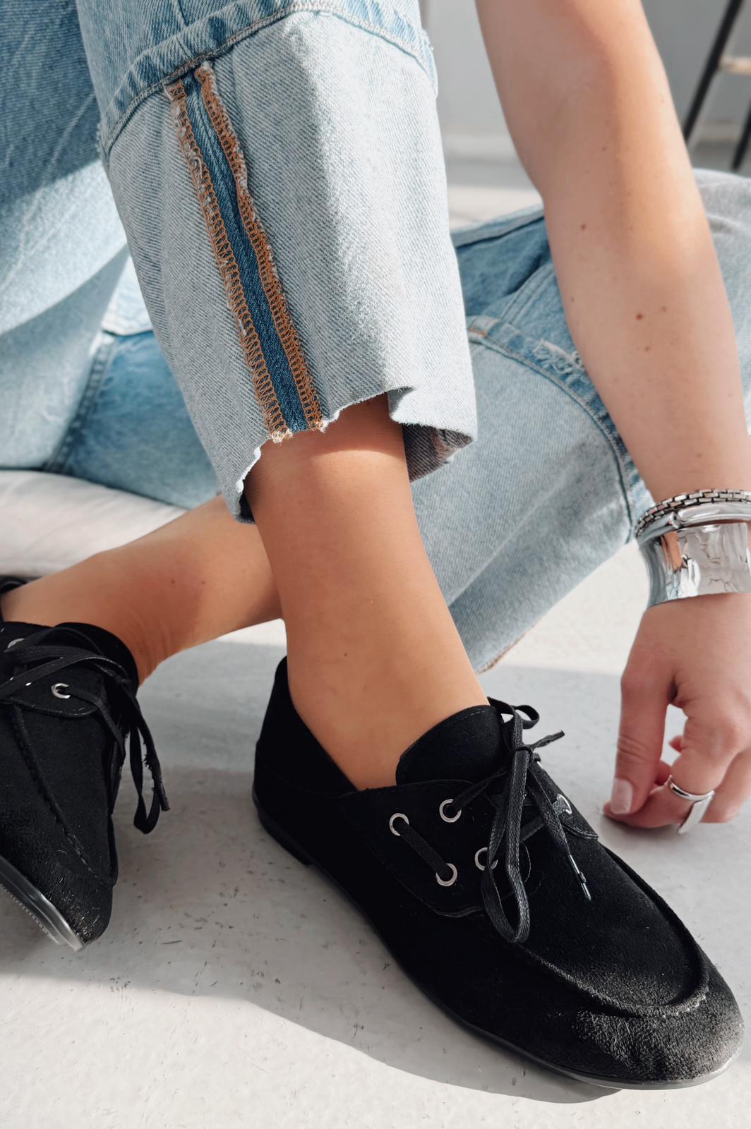 Maltra Kadın Oxford Ayakkabı Siyah Süet - ILOVESHOES