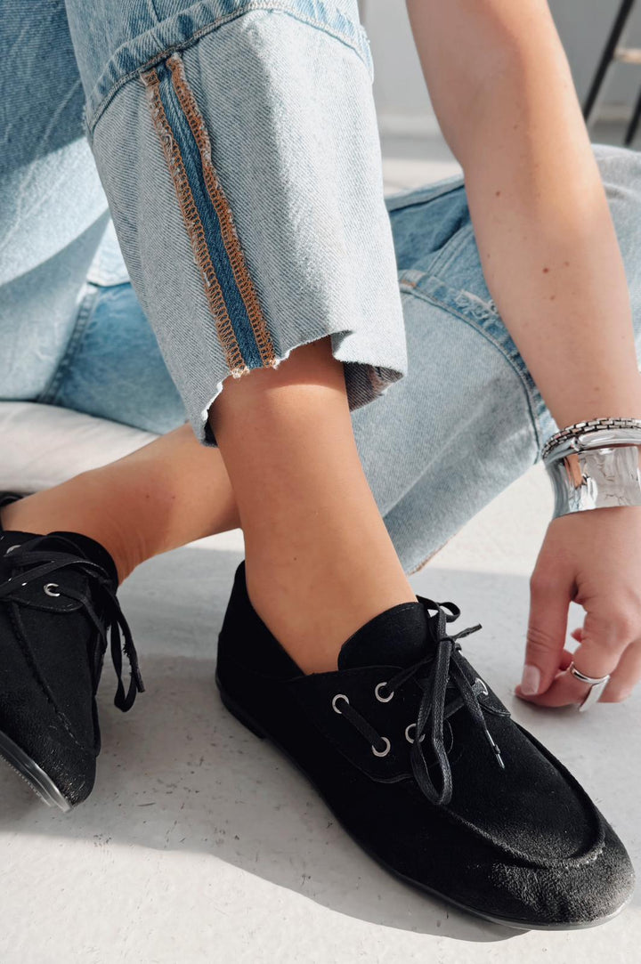 Maltra Kadın Oxford Ayakkabı Siyah Süet - ILOVESHOES