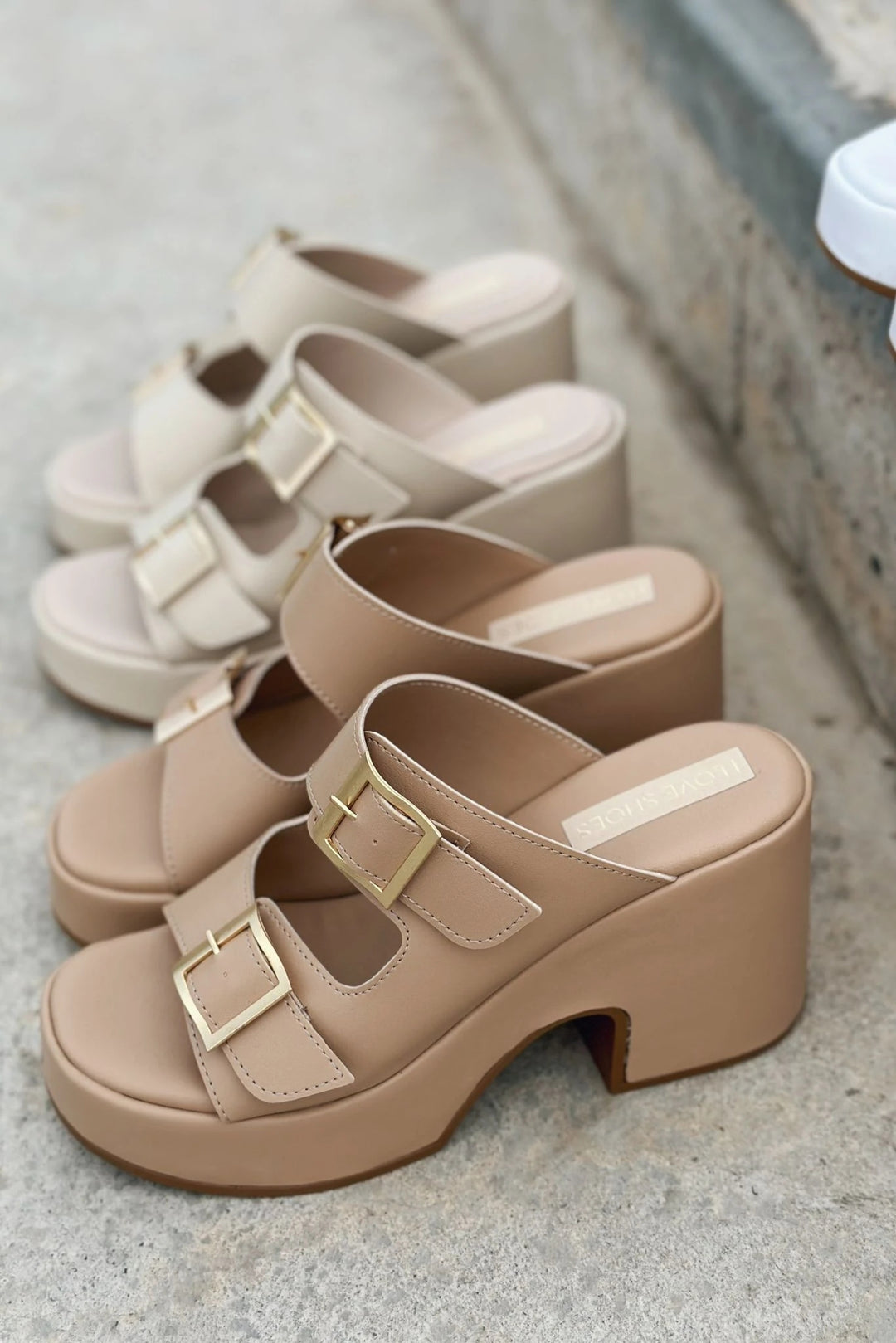 Livons Mat Deri Platform Topuklu Kadın Terlik Nude - ILOVESHOES