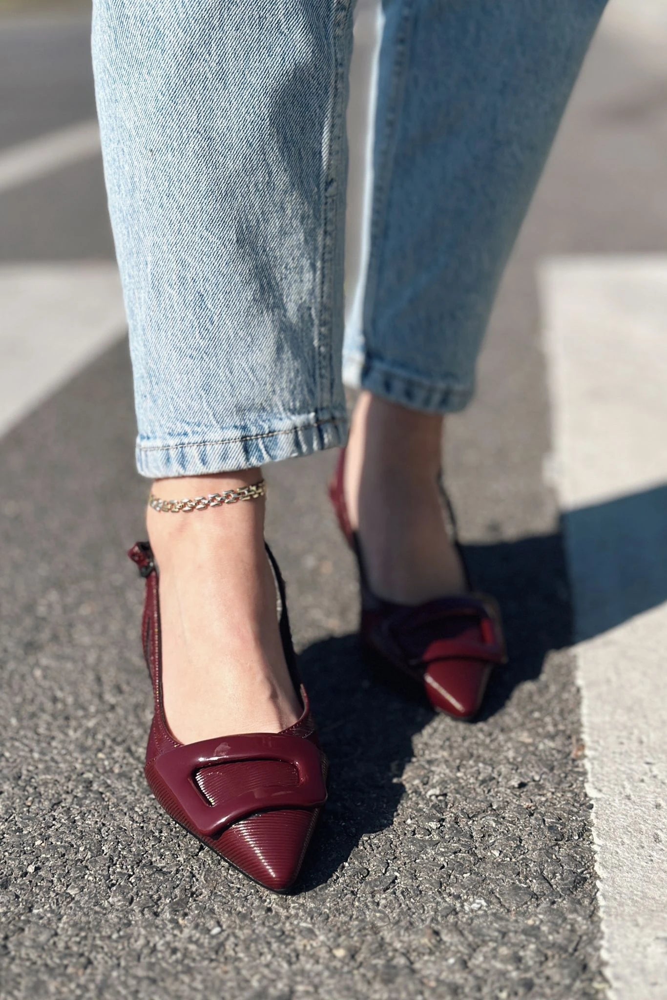 Donita Rugan Toka Detaylı Stiletto Bordo