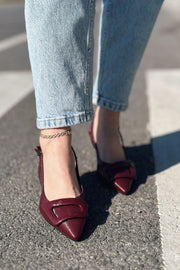 Donita Rugan Toka Detaylı Stiletto Bordo