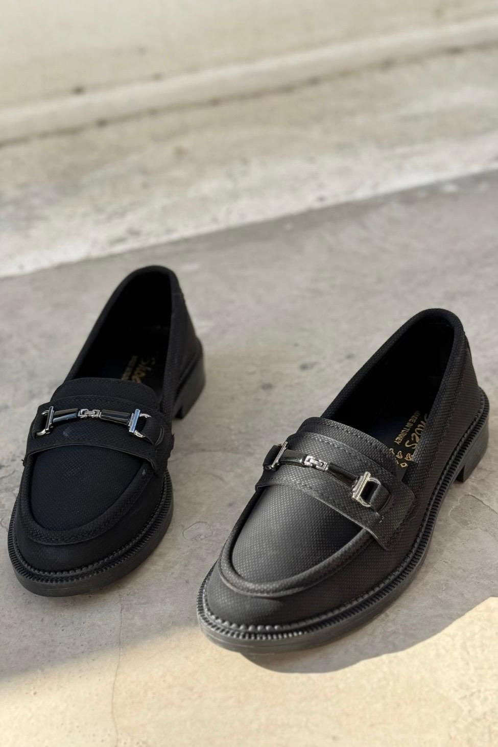 Torja Nubuk Siyah Kadın Loafer - ILOVESHOES