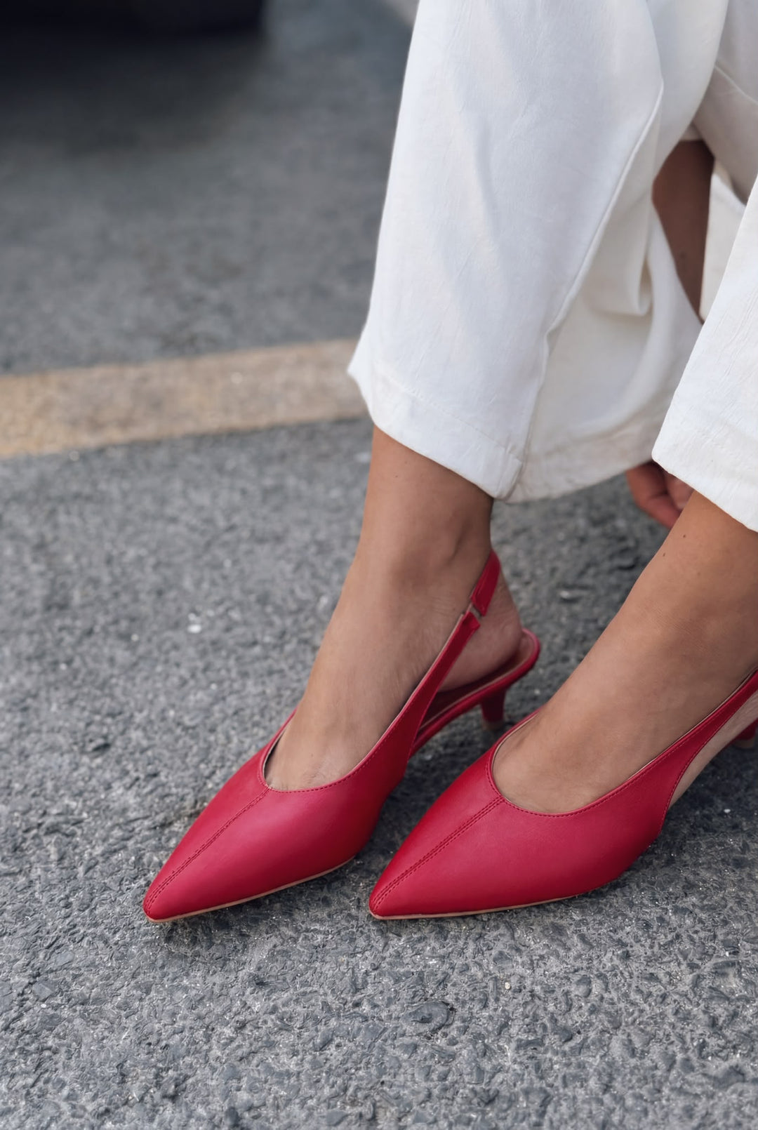 Selor Hakiki Deri Kırmızı Mat Deri Kadın Stiletto