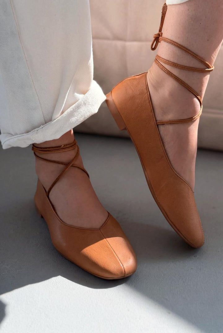 Morven Hakiki Deri Taba Kadın Babet - ILOVESHOES