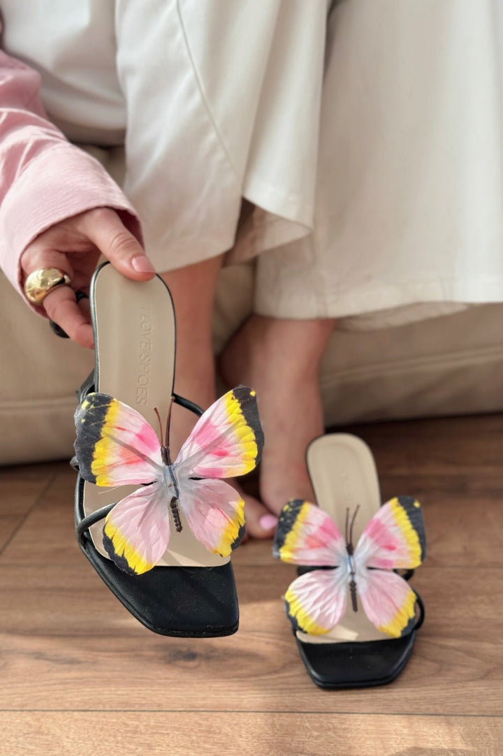 Haxsed Topuklu Kadın Terlik Mat Siyah - ILOVESHOES