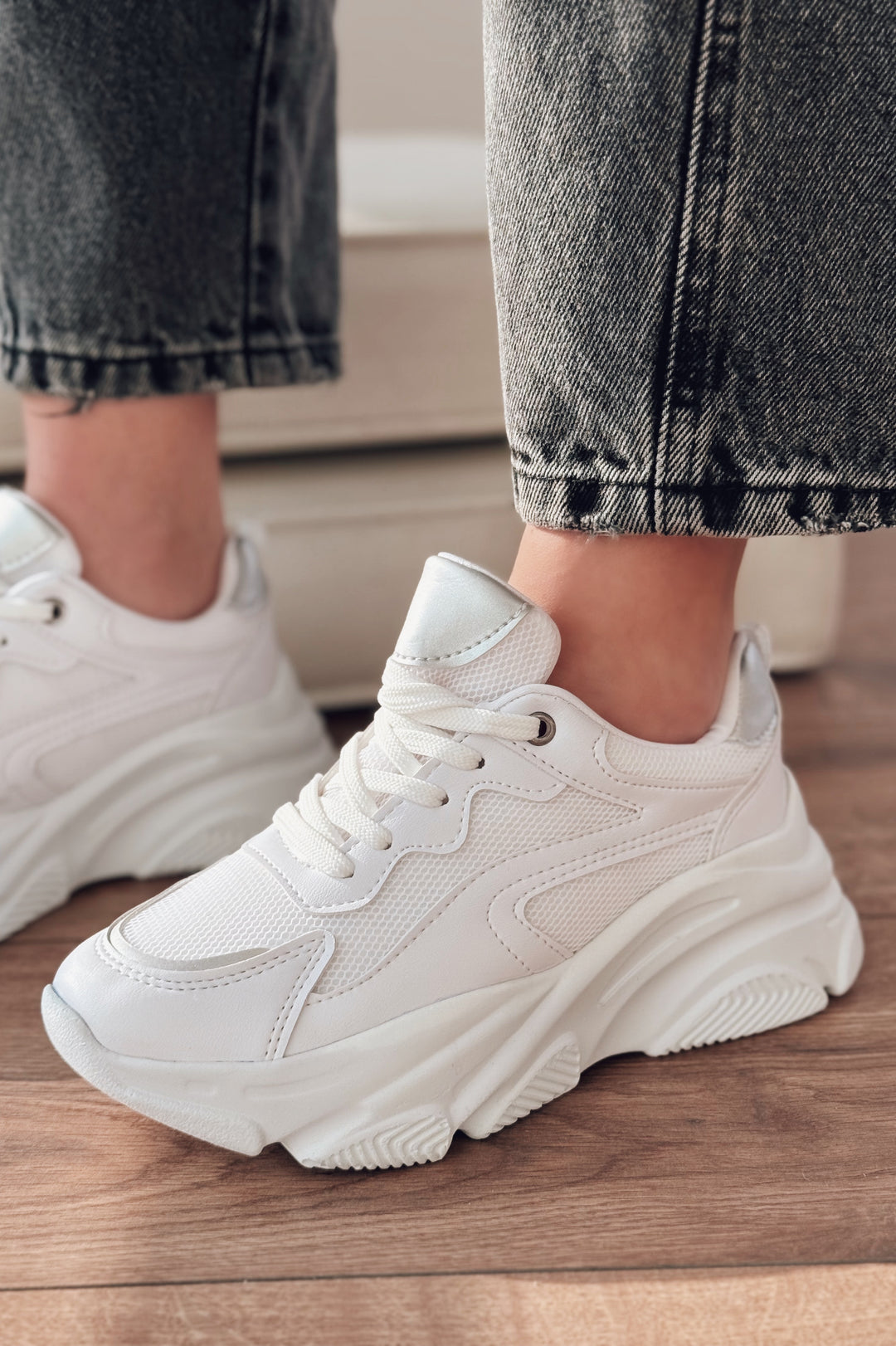 Valenna Gümüş Bağcıklı Fileli Kadın Spor Ayakkabı