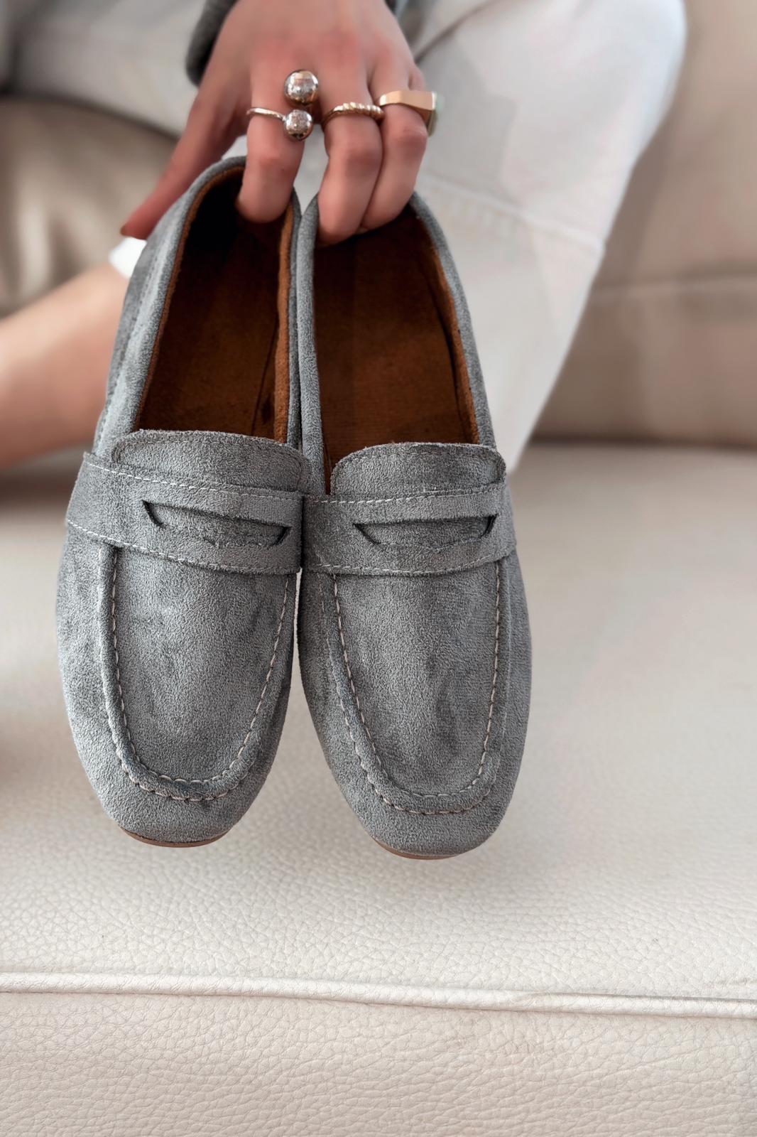 Orvino Gri Süet Günlük Kadın Babet - ILOVESHOES