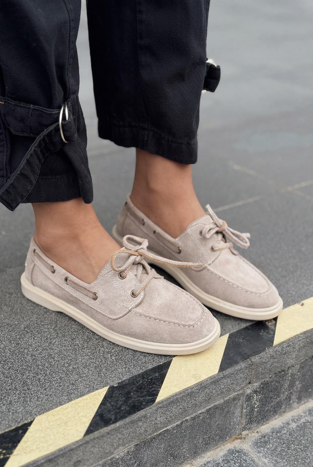 Morin Kadın Oxford Ayakkabı Vizon Süet - ILOVESHOES