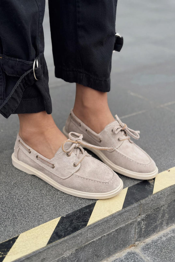 Morin Kadın Oxford Ayakkabı Vizon Süet - ILOVESHOES