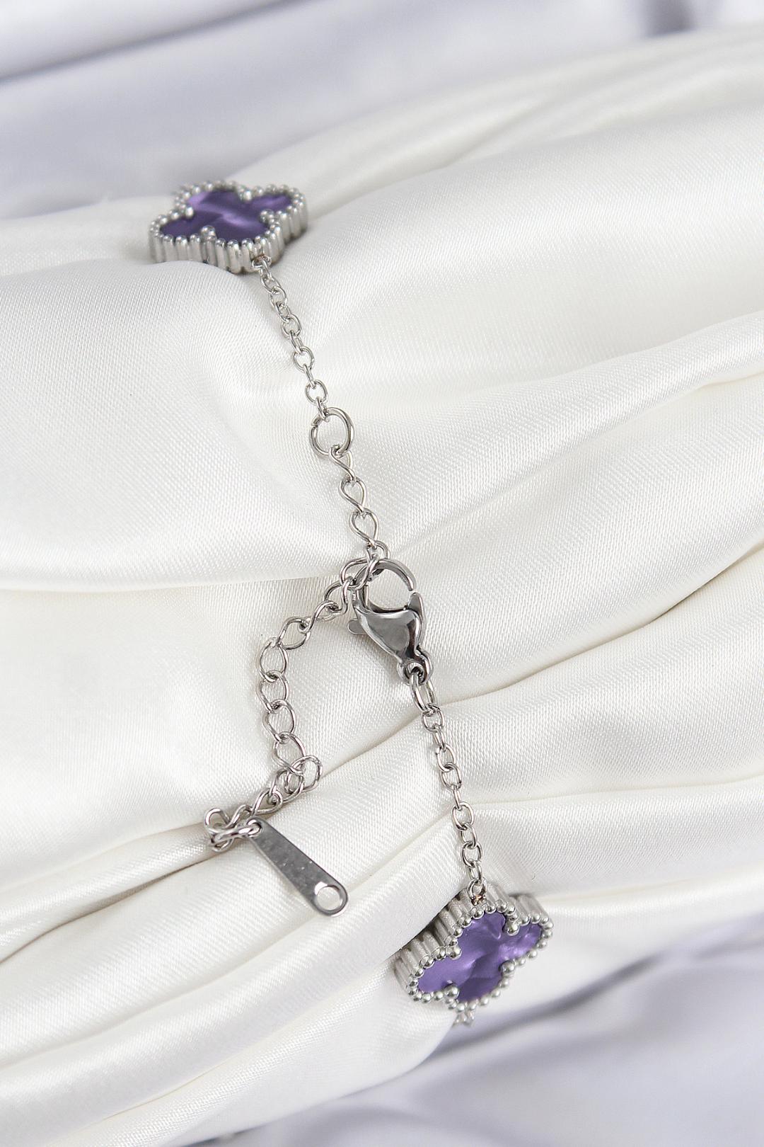 ILS - 1024 Kadın Bileklik Gümüş Çelik Sedef Yoncalı - ILOVESHOES