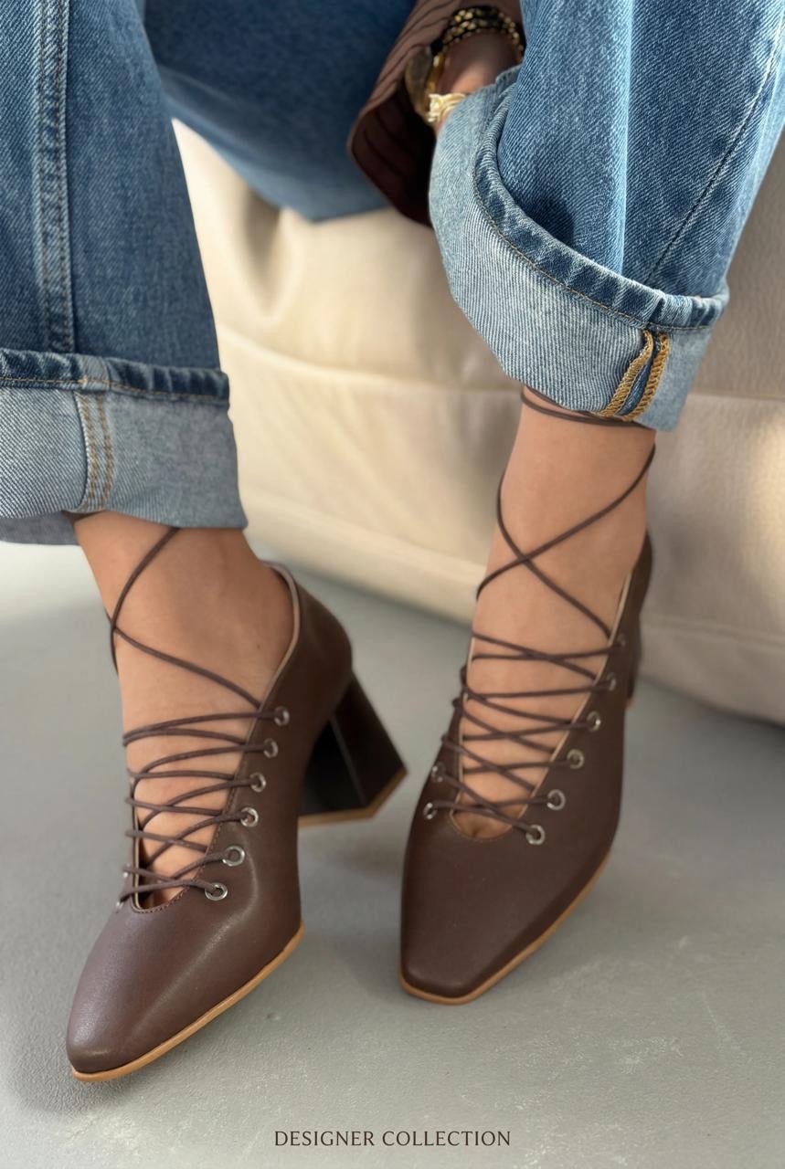 Temora Topuklu Ayakkabı Acıkahve Mat Deri - ILOVESHOES