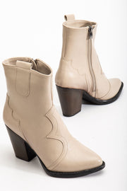 Giselin Kadın Kovboy Bot Bej Mat Deri - ILOVESHOES