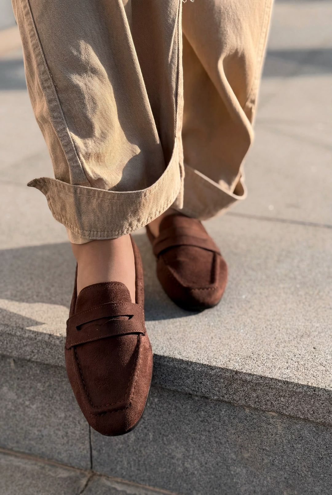 Orvino Kadın Loafer Acıkahve Süet - ILOVESHOES