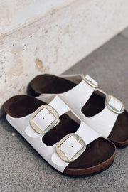 Rinox Nubuk Toka Detaylı Terlik Beyaz - ILOVESHOES