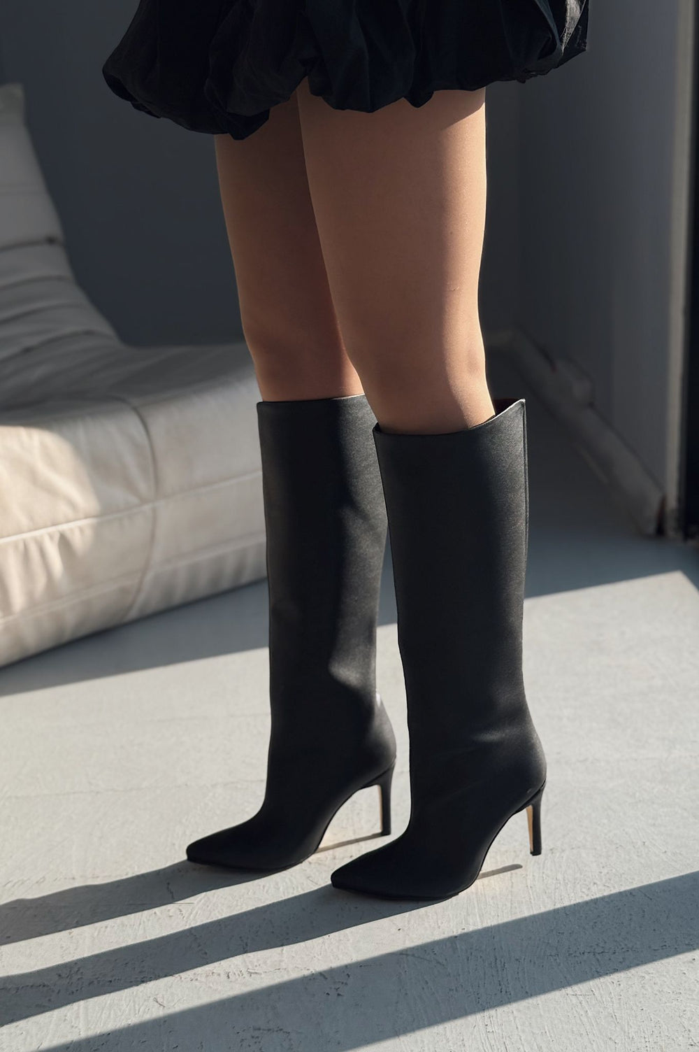 Oslanna Siyah Mat Deri Günlük Kadın Çizme - ILOVESHOES